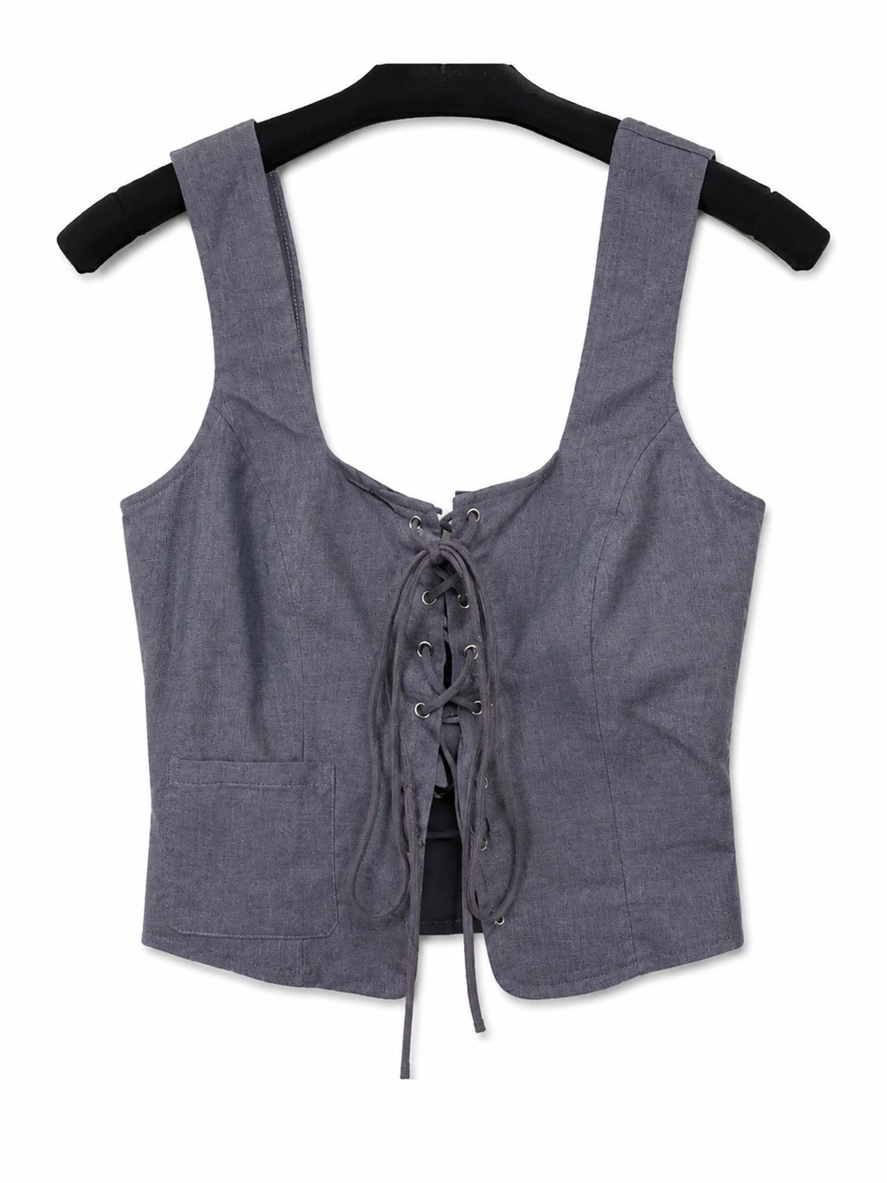 NWT GRAY LACE UP FASHION NOVA CROP TOP